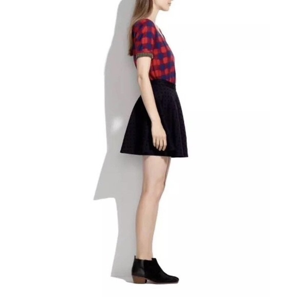 Madewell | Womens Size 2 Velvet Dot Black Skirt Polka Dots A-line Circular Swing - Picture 3 of 11